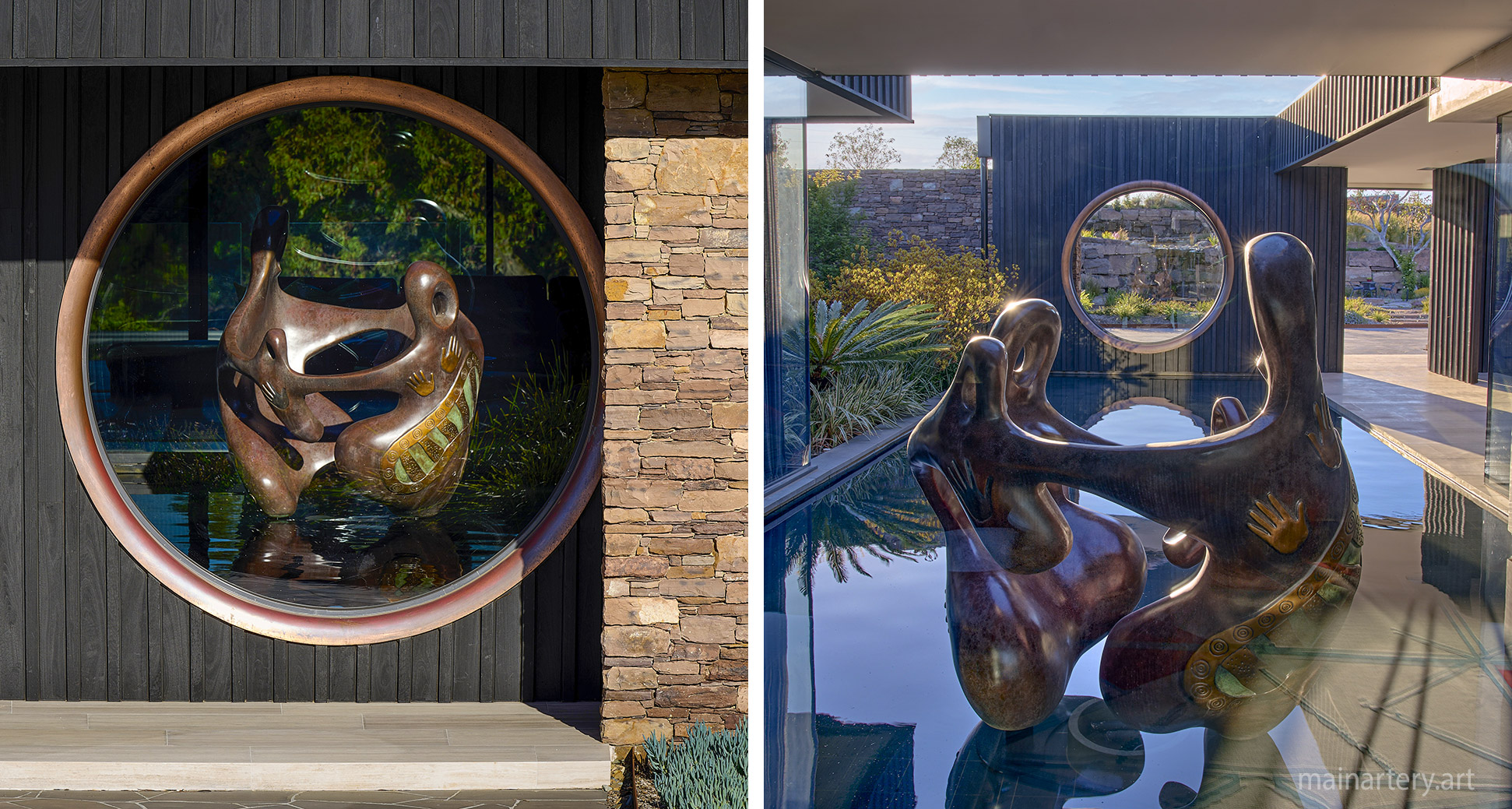 large copper modern wall mounted porthole window sculpture image