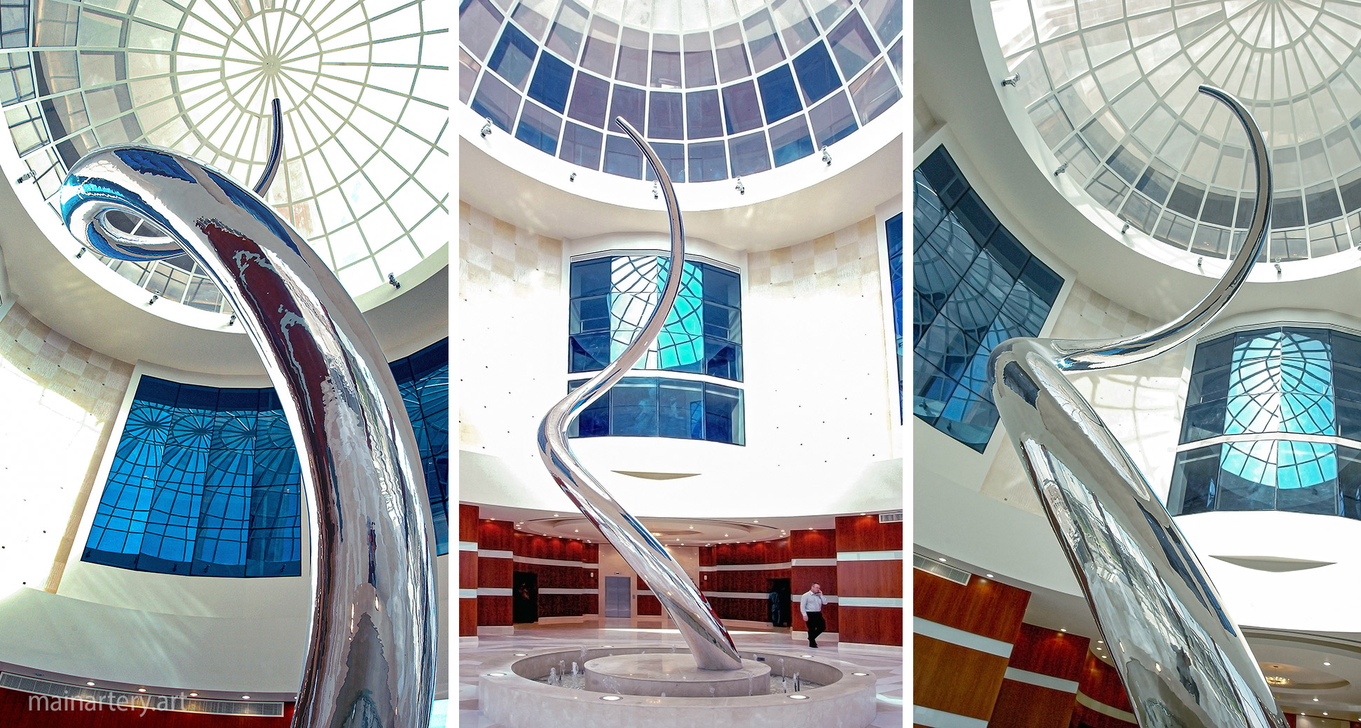 giant stainless modern dna totem artwork image