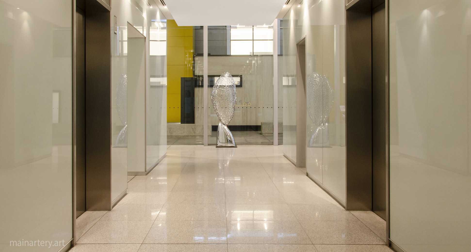 corporate branding lobby sculpture art rental image