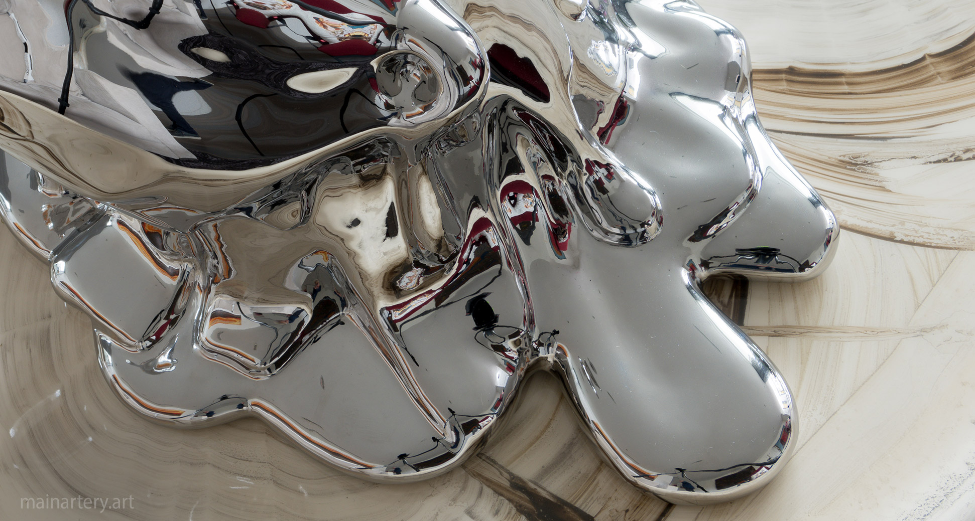 metal surreal melting polar bear sculpture image