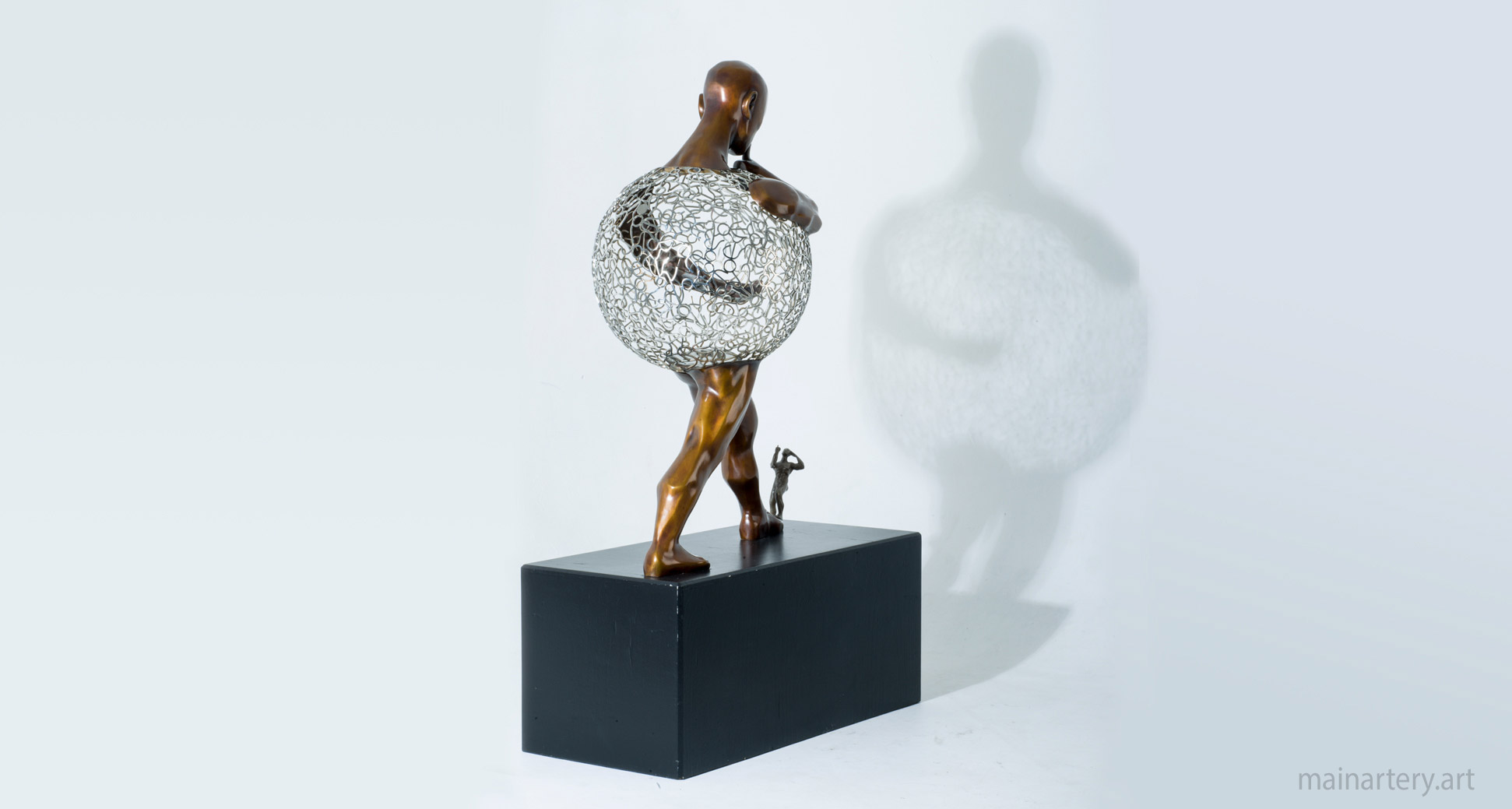 freestanding patina spherical interior sculpture image