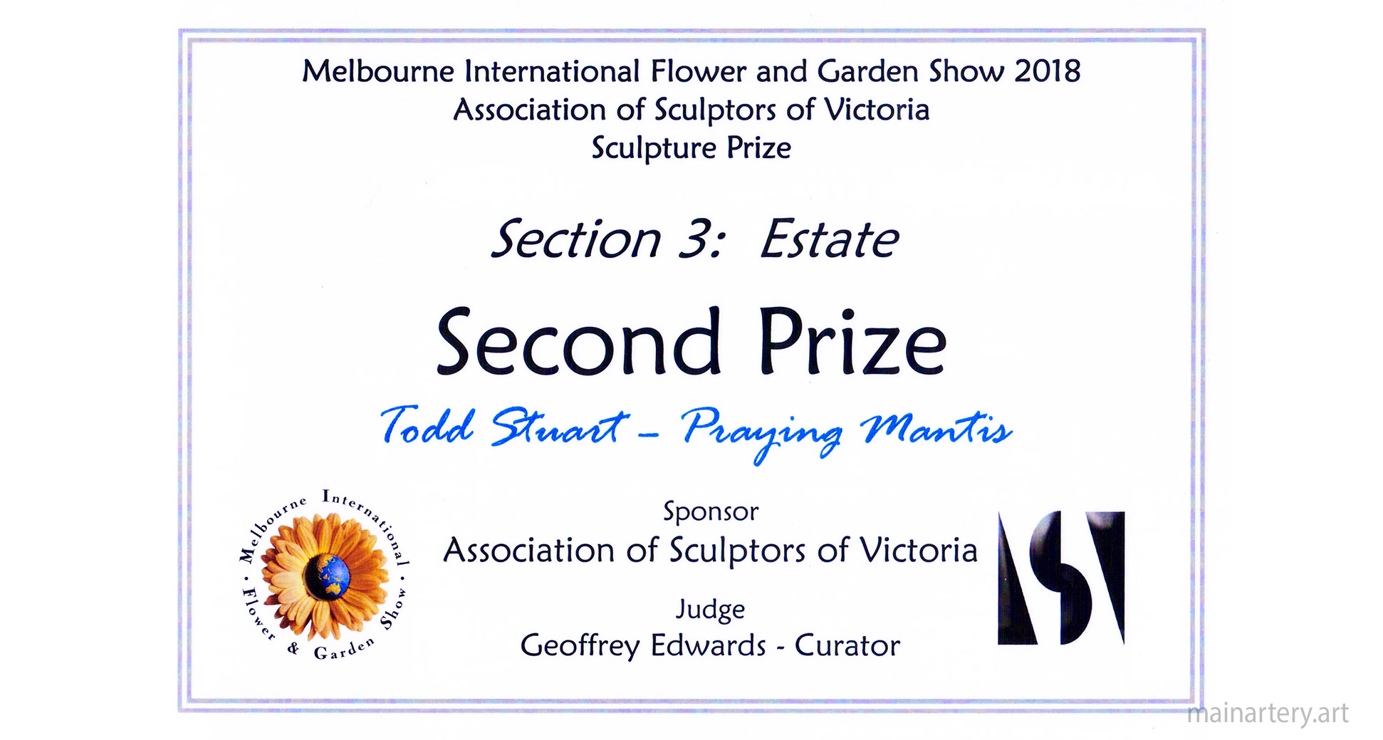 flower garden show praying mantis sculpture todd stuart image