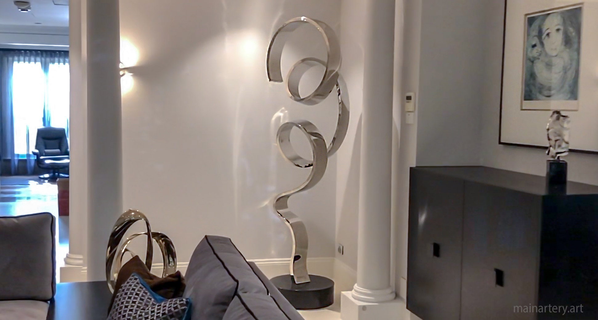 freestanding mirror polished interior artwork image