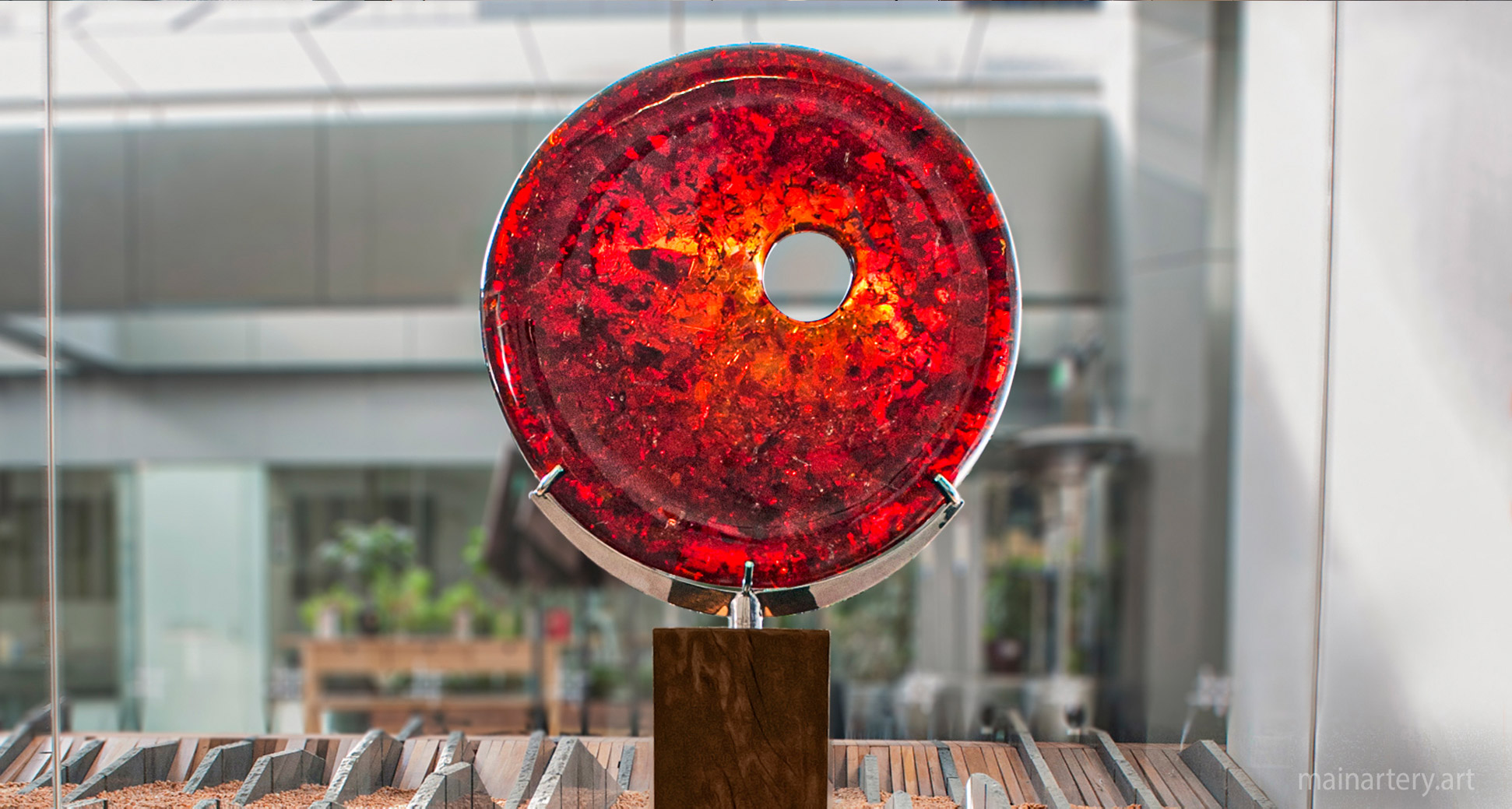interior fiberglass spherical public art sculpture image