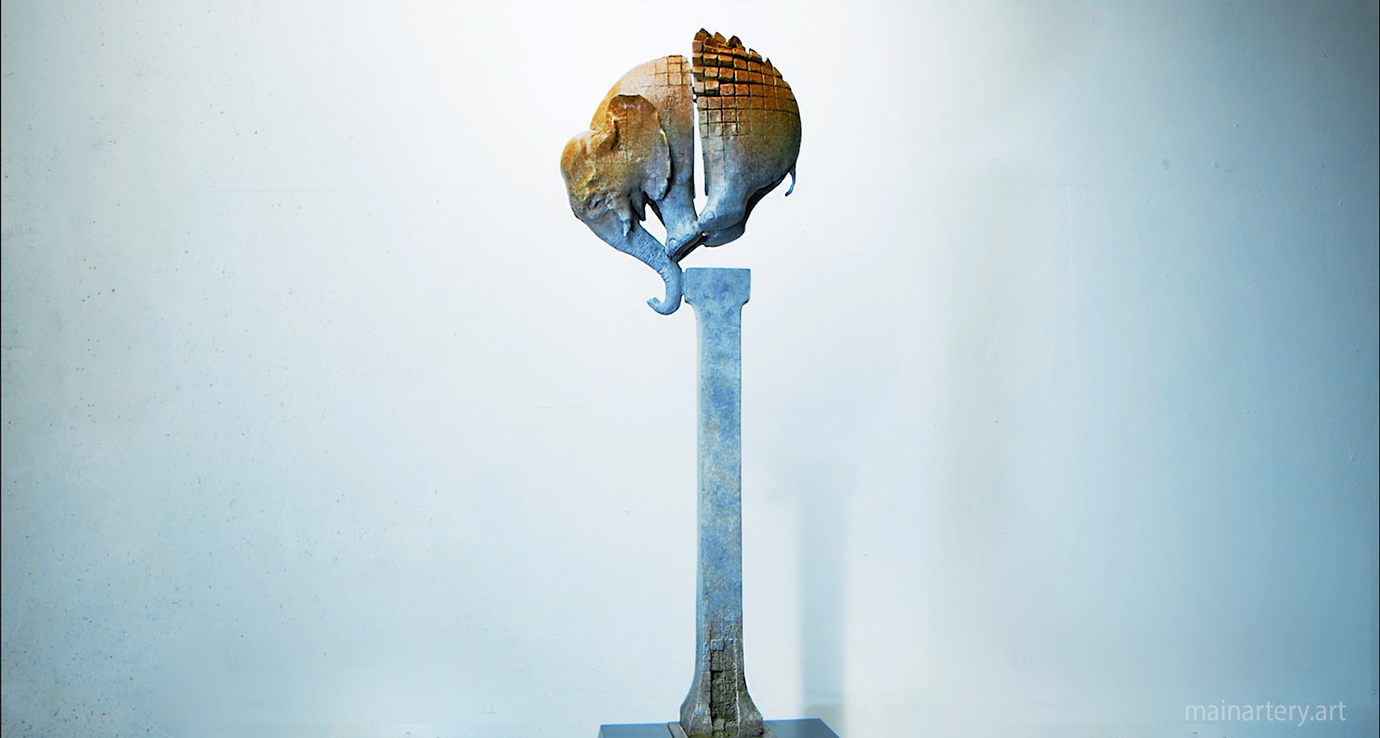 Jumbo Juxtaposition Sculpture, image 4, an abstract portrayal of balance in modern art