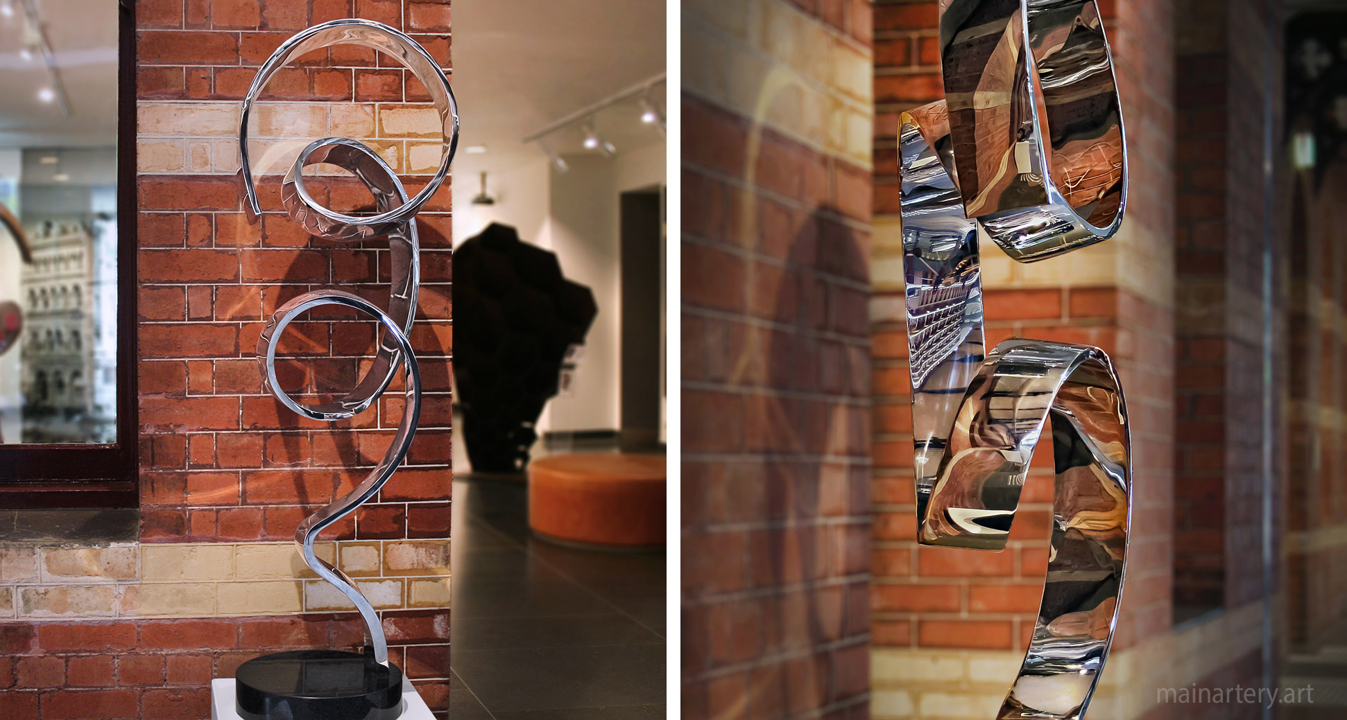 freestanding mirror polished ribbon sculpture image