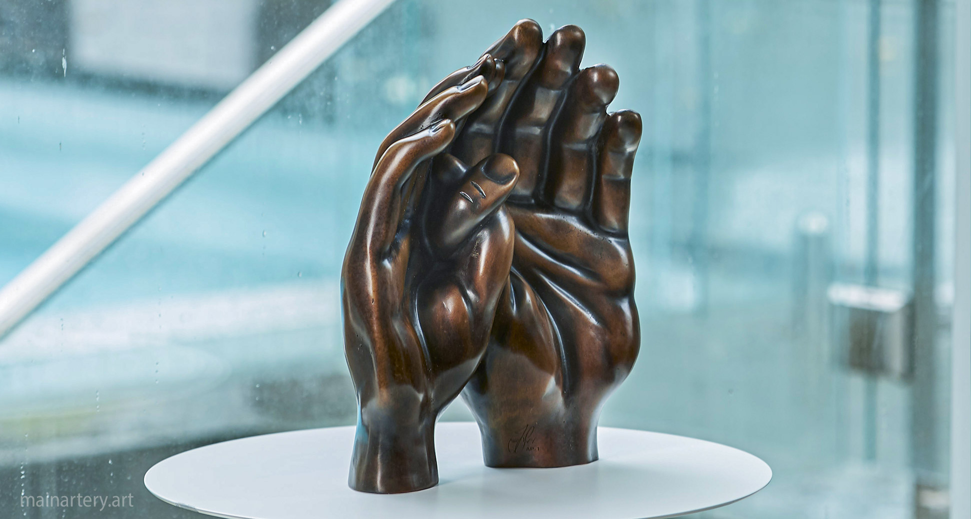 small bronze contemporary thumbs interior sculpture image