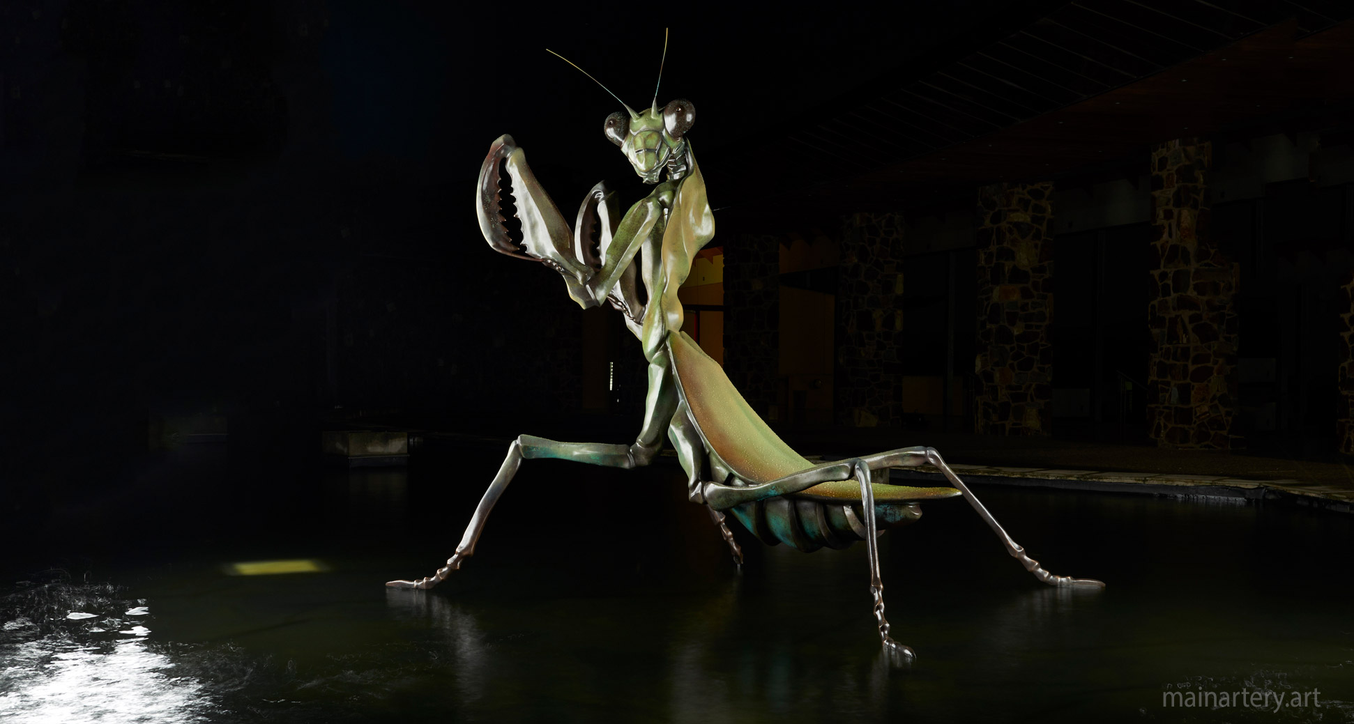 freestanding bronze insect water feature art image
