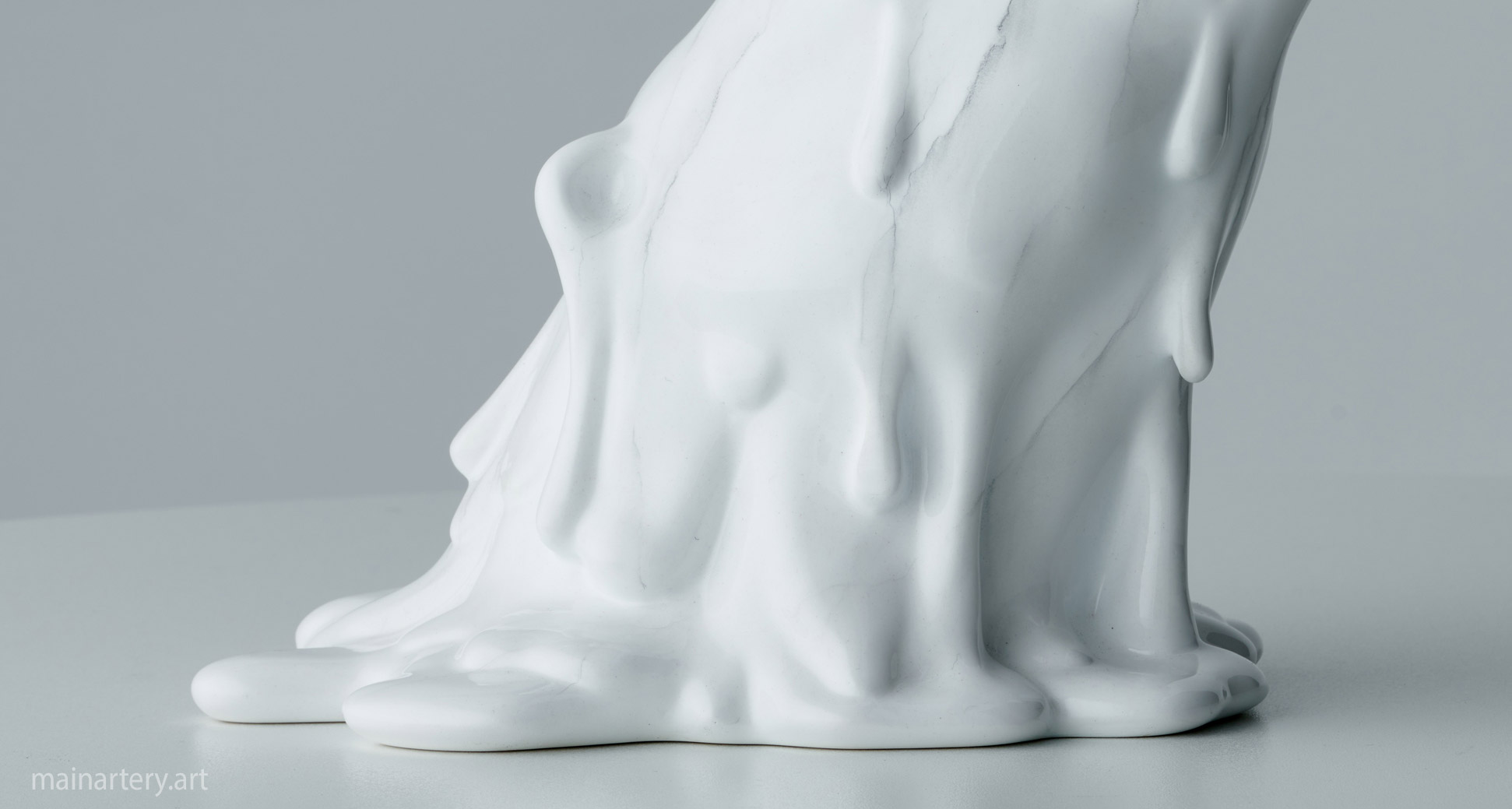 tabletop fiberglass polar bear melting sculpture image