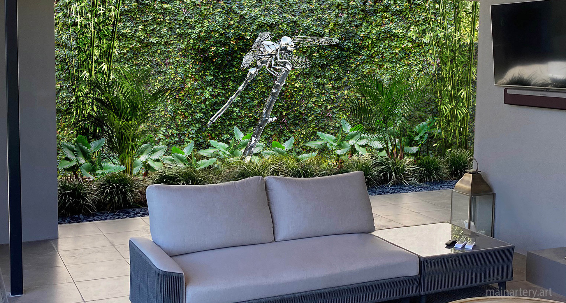 courtyard dragonfly sculpture interior space image