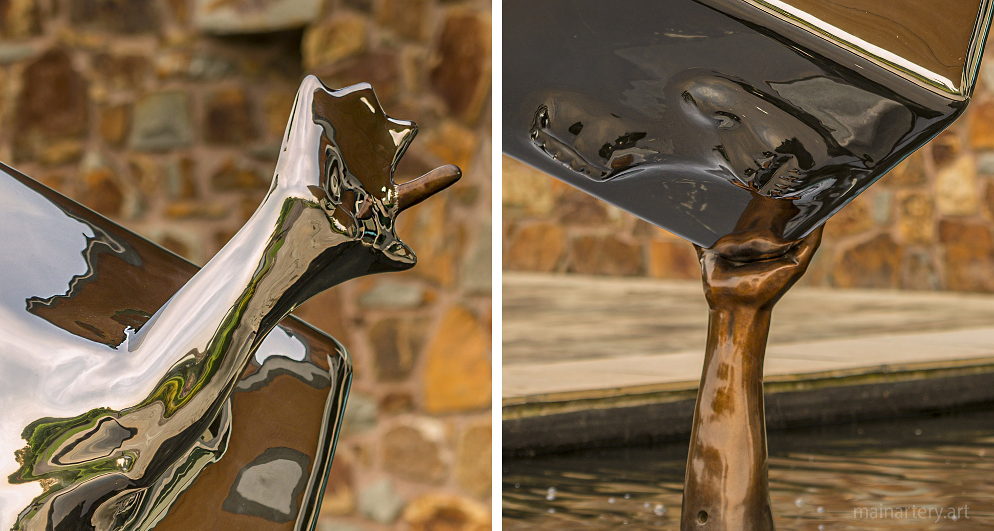 large bronze modern public sculpture arm image