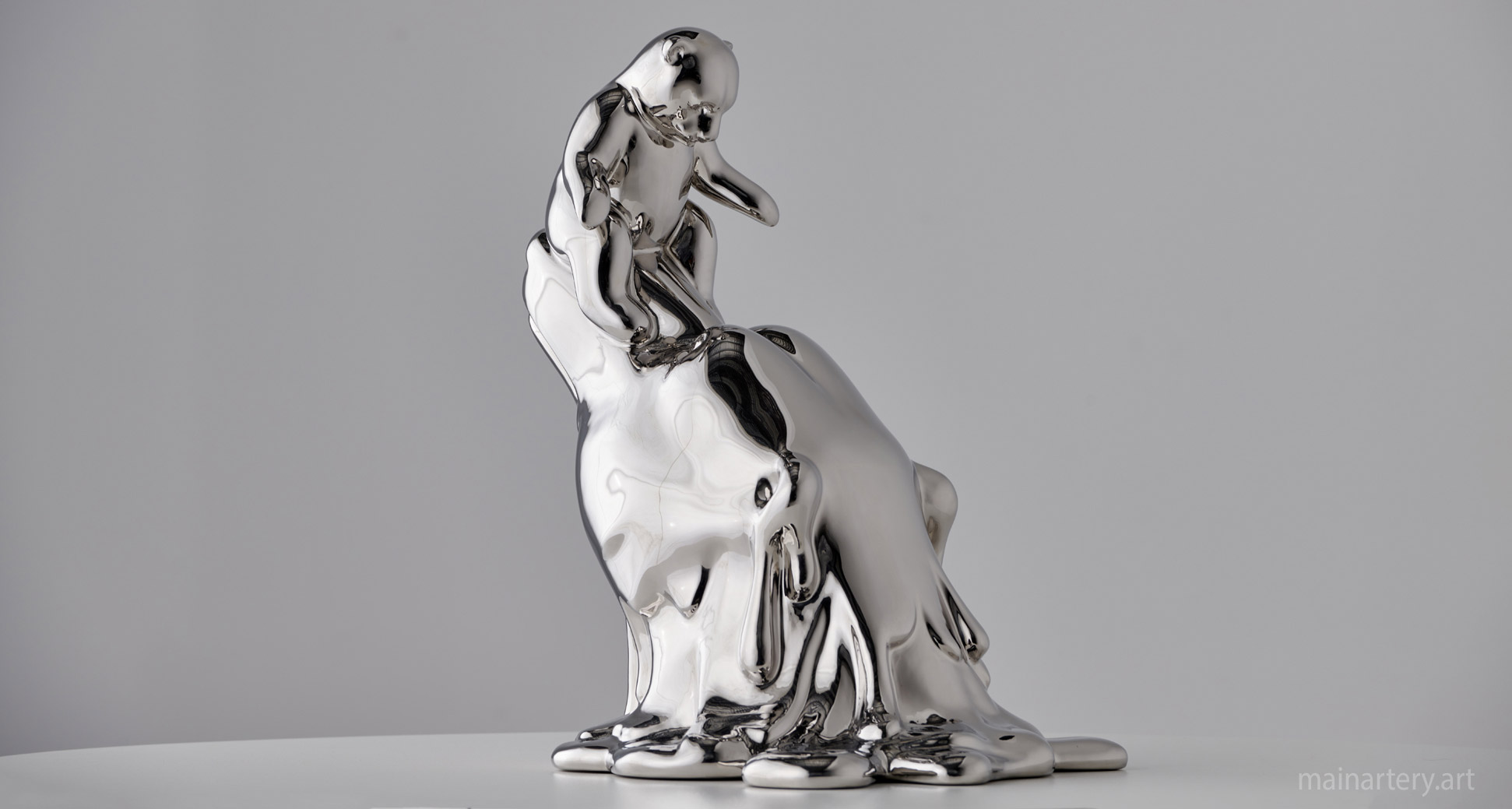 mirror polished modern polar bear climate art image