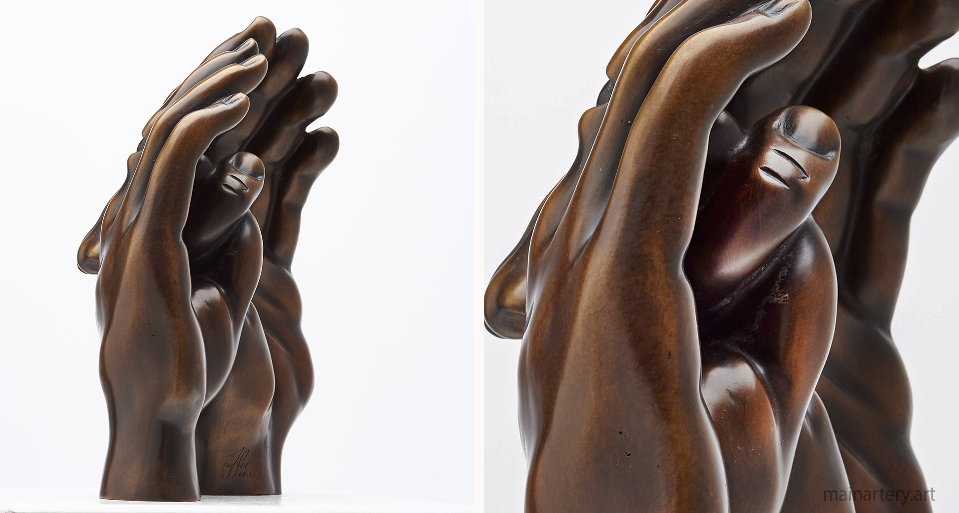 tabletop bronze contemporary hand interior art image