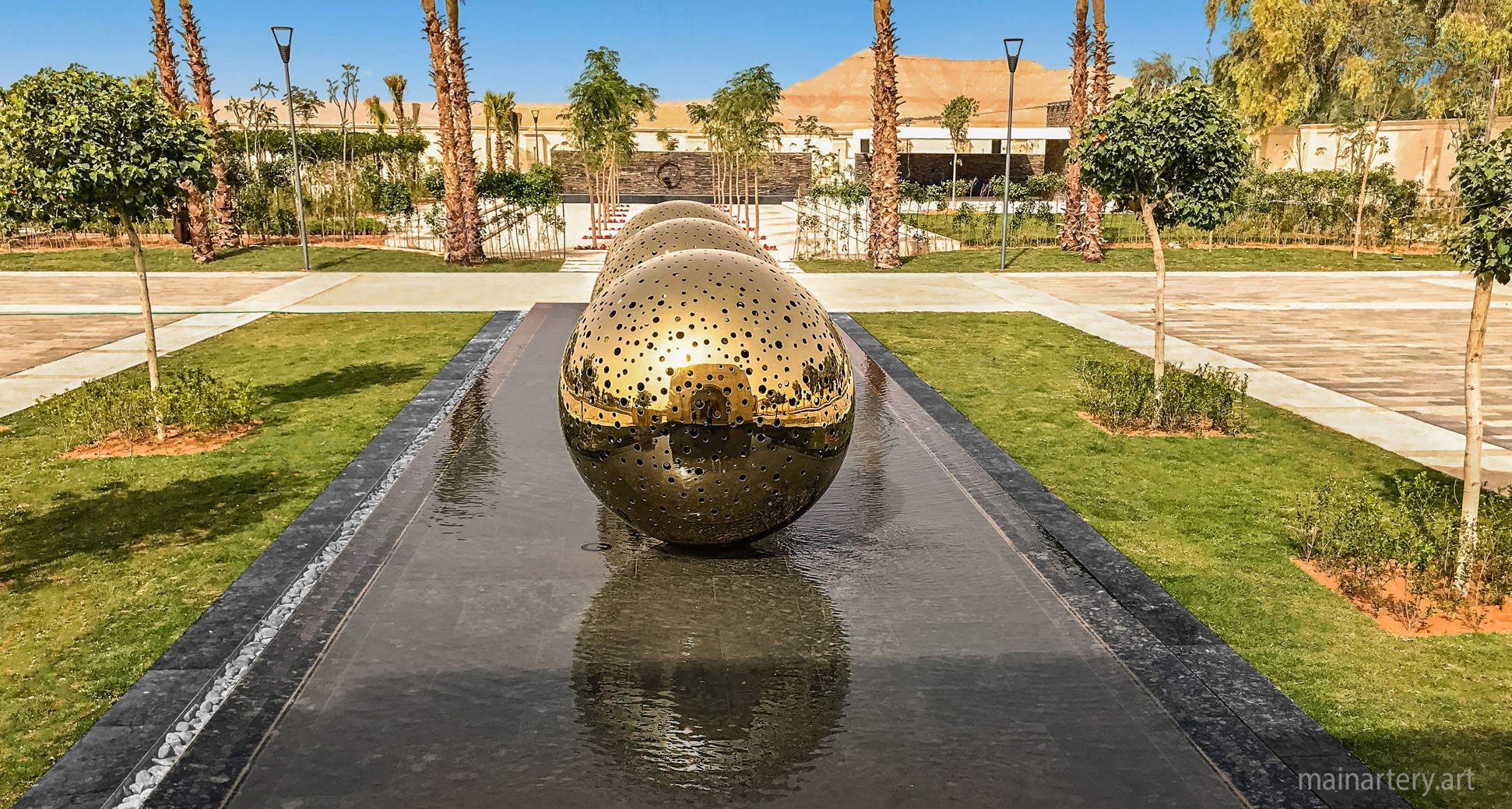 giant stainless modern spheres artwork image