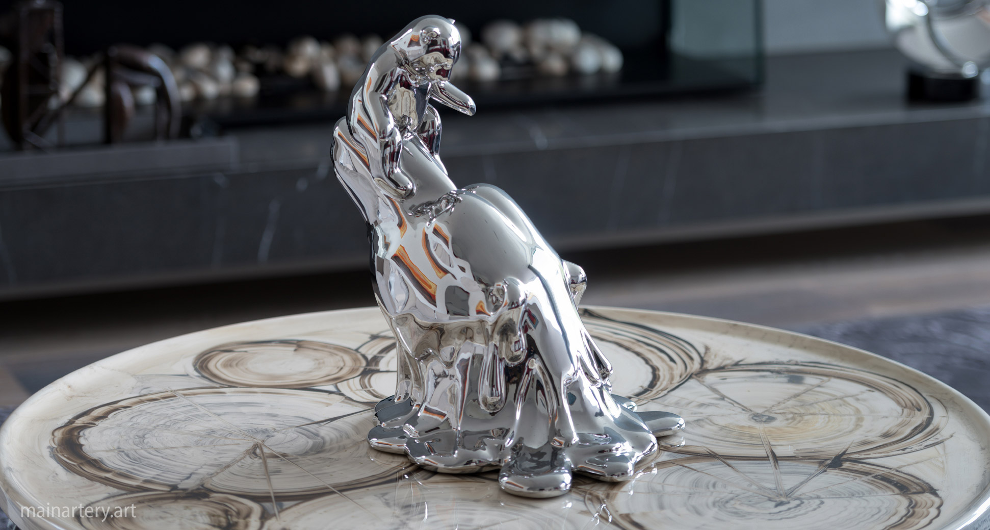 tabletop polished contemporary polar bear sculpture image
